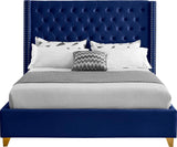 Barolo Velvet / Engineered Wood / Metal / Foam Contemporary Navy Velvet Full Bed - 66" W x 81" D x 56" H