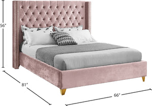 Barolo Velvet / Engineered Wood / Metal / Foam Contemporary Pink Velvet Full Bed - 66" W x 81" D x 56" H