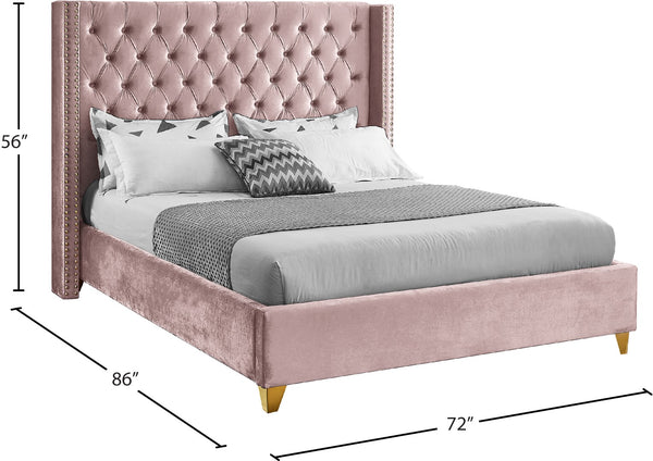 Barolo Velvet / Engineered Wood / Metal / Foam Contemporary Pink Velvet Queen Bed - 72" W x 86" D x 56" H