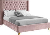 Barolo Velvet / Engineered Wood / Metal / Foam Contemporary Pink Velvet Queen Bed - 72" W x 86" D x 56" H