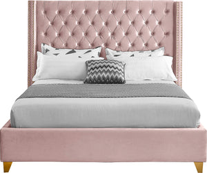 Barolo Velvet / Engineered Wood / Metal / Foam Contemporary Pink Velvet Queen Bed - 72" W x 86" D x 56" H