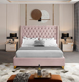Barolo Velvet / Engineered Wood / Metal / Foam Contemporary Pink Velvet Queen Bed - 72" W x 86" D x 56" H