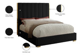 Becca Velvet / Engineered Wood / Metal / Foam Contemporary Black Velvet Full Bed - 63.5" W x 81" D x 61.5" H