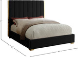Becca Velvet / Engineered Wood / Metal / Foam Contemporary Black Velvet Full Bed - 63.5" W x 81" D x 61.5" H