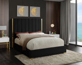 Becca Velvet / Engineered Wood / Metal / Foam Contemporary Black Velvet Full Bed - 63.5" W x 81" D x 61.5" H