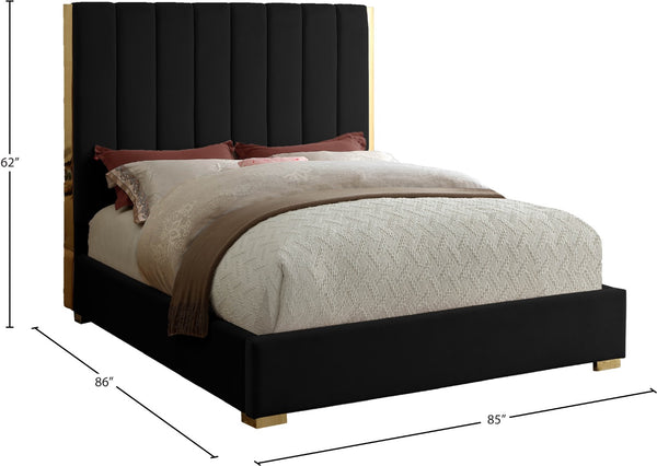 Becca Velvet / Engineered Wood / Metal / Foam Contemporary Black Velvet King Bed - 85" W x 86" D x 61.5" H