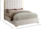 Becca Velvet / Engineered Wood / Metal / Foam Contemporary Cream Velvet King Bed - 85" W x 86" D x 61.5" H