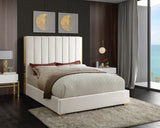 Becca Velvet / Engineered Wood / Metal / Foam Contemporary Cream Velvet King Bed - 85" W x 86" D x 61.5" H
