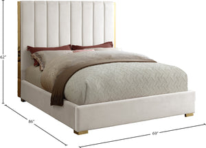 Becca Velvet / Engineered Wood / Metal / Foam Contemporary Cream Velvet Queen Bed - 69" W x 86" D x 61.5" H