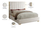 Becca Velvet / Engineered Wood / Metal / Foam Contemporary Cream Velvet Queen Bed - 69" W x 86" D x 61.5" H