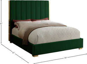 Becca Velvet / Engineered Wood / Metal / Foam Contemporary Green Velvet Full Bed - 63.5" W x 81" D x 61.5" H
