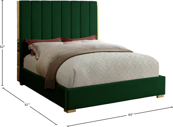 Becca Velvet / Engineered Wood / Metal / Foam Contemporary Green Velvet Full Bed - 63.5" W x 81" D x 61.5" H