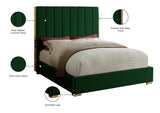 Becca Velvet / Engineered Wood / Metal / Foam Contemporary Green Velvet King Bed - 85" W x 86" D x 61.5" H