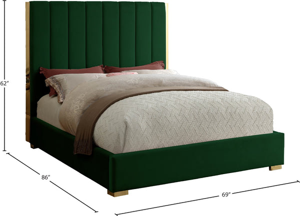 Becca Velvet / Engineered Wood / Metal / Foam Contemporary Green Velvet Queen Bed - 69" W x 86" D x 61.5" H