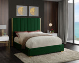 Becca Velvet / Engineered Wood / Metal / Foam Contemporary Green Velvet Queen Bed - 69" W x 86" D x 61.5" H