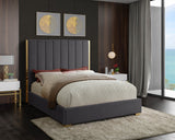 Becca Velvet / Engineered Wood / Metal / Foam Contemporary Grey Velvet Full Bed - 63.5" W x 81" D x 61.5" H