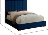 Becca Velvet / Engineered Wood / Metal / Foam Contemporary Navy Velvet Full Bed - 63.5" W x 81" D x 61.5" H