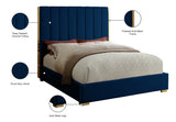 Becca Velvet / Engineered Wood / Metal / Foam Contemporary Navy Velvet King Bed - 85" W x 86" D x 61.5" H