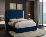 Becca Velvet / Engineered Wood / Metal / Foam Contemporary Navy Velvet King Bed - 85" W x 86" D x 61.5" H
