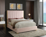 Becca Velvet / Engineered Wood / Metal / Foam Contemporary Pink Velvet Full Bed - 63.5" W x 81" D x 61.5" H
