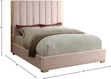 Becca Velvet / Engineered Wood / Metal / Foam Contemporary Pink Velvet King Bed - 85" W x 86" D x 61.5" H