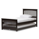 Hevea Twin Size Dark Brown Solid Wood Platform Bed with Guest Trundle Bed