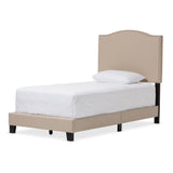 Benjamin Modern Contemporary Fabric Upholstered Twin Size Arched Bed with Nail Heads