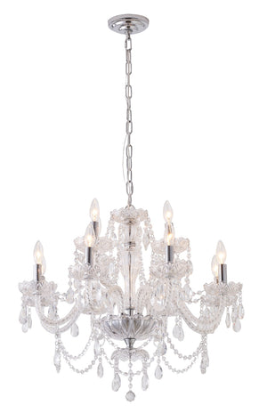 Bethel Chrome Chandelier in Metal & Crystal