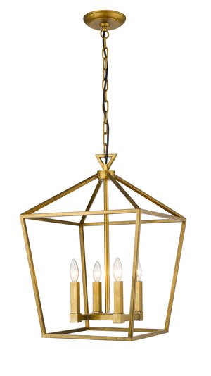 Bethel Gold Metal Chandelier - Modern Cage Design, Adjustable Chain, Perfect for Any Room Decor