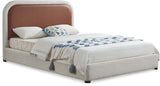 Blake Faux Leather / Linen Textured Fabric / Plywood / Foam Contemporary Brown Faux Leather King Bed - 81.5" W x 86" D x 45" H