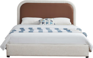 Blake Faux Leather / Linen Textured Fabric / Plywood / Foam Contemporary Brown Faux Leather King Bed - 81.5" W x 86" D x 45" H