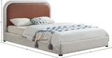 Blake Faux Leather / Linen Textured Fabric / Plywood / Foam Contemporary Brown Faux Leather Queen Bed - 65.5" W x 86" D x 45" H