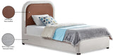 Blake Faux Leather / Linen Textured Fabric / Plywood / Foam Contemporary Brown Faux Leather Twin Bed - 44" W x 81" D x 45" H