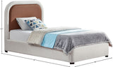 Blake Faux Leather / Linen Textured Fabric / Plywood / Foam Contemporary Brown Faux Leather Twin Bed - 44" W x 81" D x 45" H
