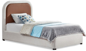 Blake Faux Leather / Linen Textured Fabric / Plywood / Foam Contemporary Brown Faux Leather Twin Bed - 44" W x 81" D x 45" H