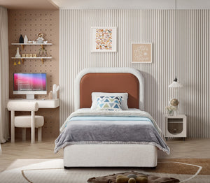 Blake Faux Leather / Linen Textured Fabric / Plywood / Foam Contemporary Brown Faux Leather Twin Bed - 44" W x 81" D x 45" H