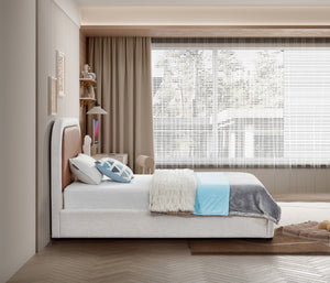 Blake Faux Leather / Linen Textured Fabric / Plywood / Foam Contemporary Brown Faux Leather Twin Bed - 44" W x 81" D x 45" H