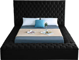 Bliss Velvet / Engineered Wood / Foam Contemporary Black Velvet Full Bed (3 Boxes) - 75" W x 93.5" D x 60.5" H