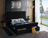 Bliss Velvet / Engineered Wood / Foam Contemporary Black Velvet Full Bed (3 Boxes) - 75" W x 93.5" D x 60.5" H