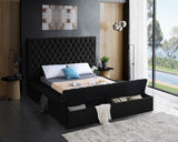 Bliss Velvet / Engineered Wood / Foam Contemporary Black Velvet King Bed (3 Boxes) - 96" W x 98" D x 60.5" H