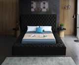 Bliss Velvet / Engineered Wood / Foam Contemporary Black Velvet King Bed (3 Boxes) - 96" W x 98" D x 60.5" H
