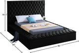 Bliss Velvet / Engineered Wood / Foam Contemporary Black Velvet Queen Bed (3 Boxes) - 86" W x 98" D x 60.5" H