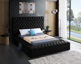 Bliss Velvet / Engineered Wood / Foam Contemporary Black Velvet Queen Bed (3 Boxes) - 86" W x 98" D x 60.5" H