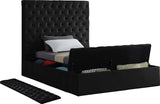 Bliss Velvet / Engineered Wood / Foam Contemporary Black Velvet Twin Bed (3 Boxes) - 60" W x 93.5" D x 60.5" H