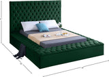 Bliss Velvet / Engineered Wood / Foam Contemporary Green Velvet Queen Bed (3 Boxes) - 86" W x 98" D x 60.5" H
