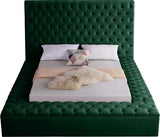 Bliss Velvet / Engineered Wood / Foam Contemporary Green Velvet Queen Bed (3 Boxes) - 86" W x 98" D x 60.5" H