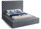 Bliss Velvet / Engineered Wood / Foam Contemporary Grey Velvet Full Bed (3 Boxes) - 75" W x 93.5" D x 60.5" H