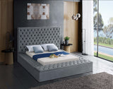 Bliss Velvet / Engineered Wood / Foam Contemporary Grey Velvet Full Bed (3 Boxes) - 75" W x 93.5" D x 60.5" H