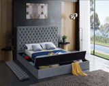 Bliss Velvet / Engineered Wood / Foam Contemporary Grey Velvet King Bed (3 Boxes) - 96" W x 98" D x 60.5" H