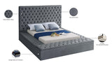 Bliss Velvet / Engineered Wood / Foam Contemporary Grey Velvet Queen Bed (3 Boxes) - 86" W x 98" D x 60.5" H
